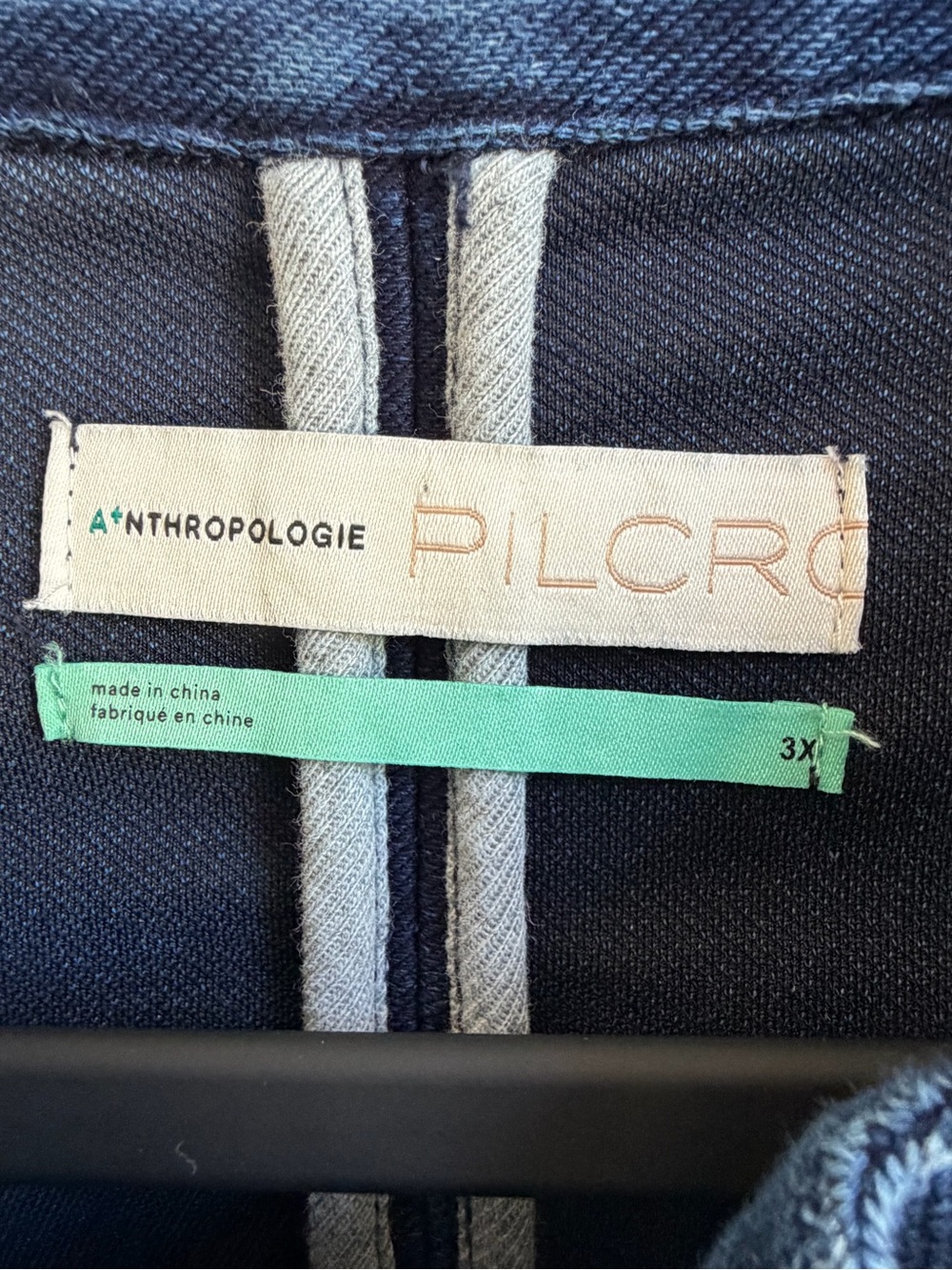 Anthropologie Pilcro Denim Moto Jacket 3X Indigo Blue Stretch Zip Plus Size - Picture 7 of 12